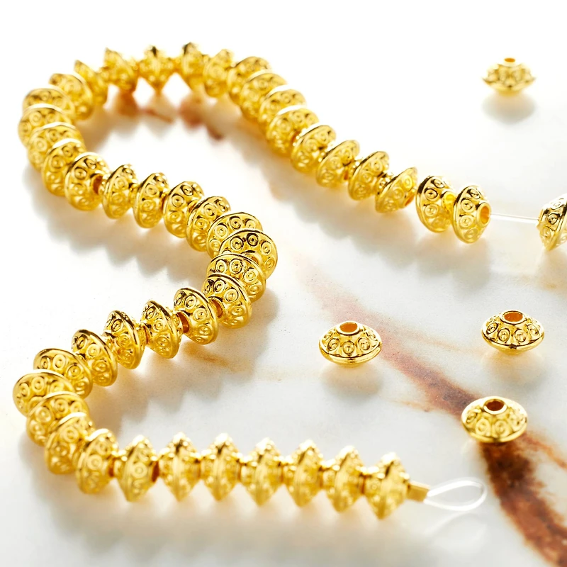 12 Pack: Gold Spot Rondelle Beads, 6mm by Bead Landing™