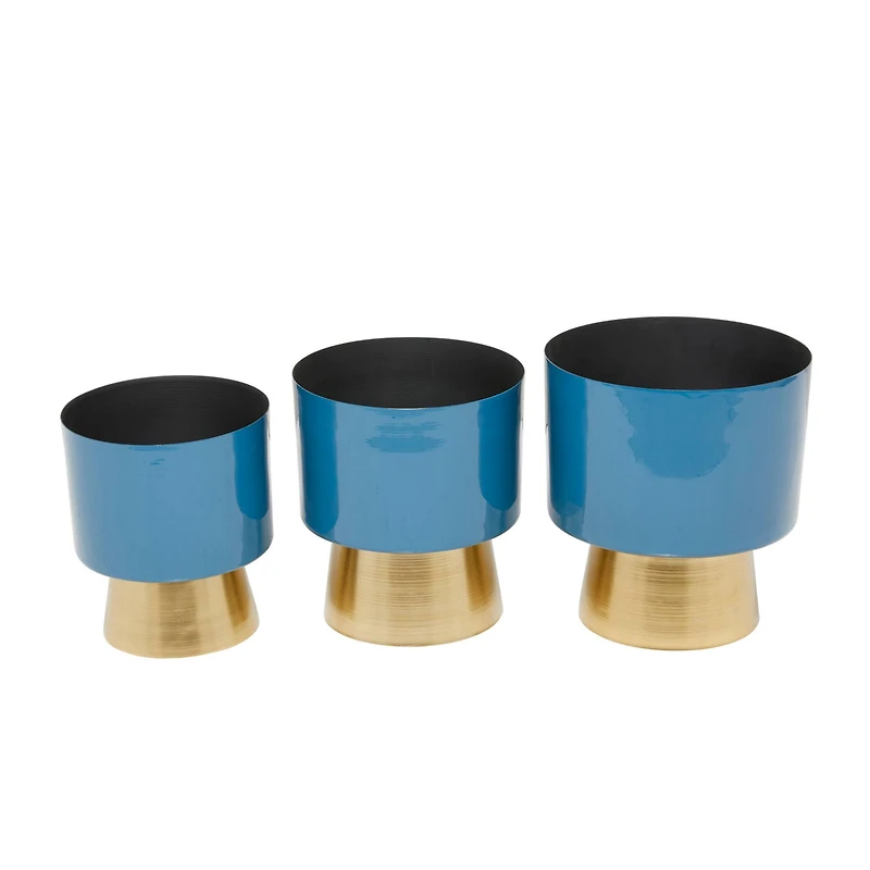 Blue Modern Planter, Set of 3" 10", 11", 9"