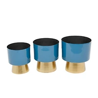 Blue Modern Planter, Set of 3" 10", 11", 9"