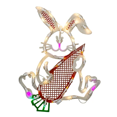 17" White LED Lighted Easter Bunny Rabbit Spring Window Silhouette