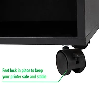 Mind Reader 15.7" Black Printer Cart with Rolling Supply Organization Shelves