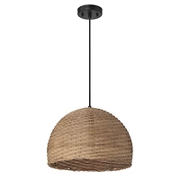 Hello Honey® Calypso Stained Natural Metal & Handwoven Wicker Dome Ceiling Light
