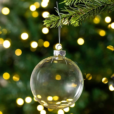 4ct. 4" Clear Glass Ball Ornaments
