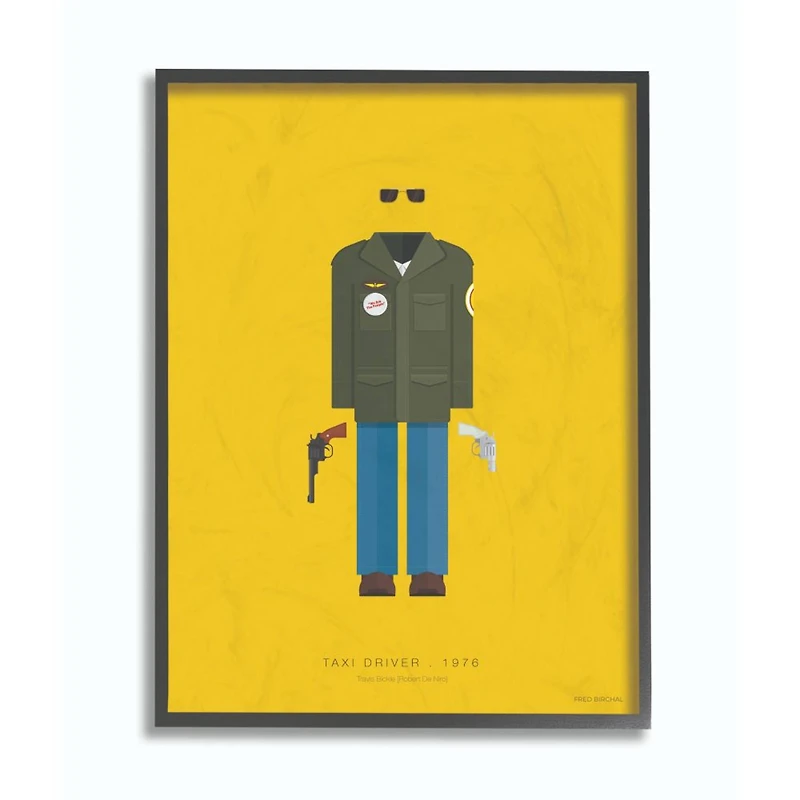 Stupell Industries Taxi Driver Minimalist Illustration Black Framed Wall Art