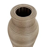 32" Brown Seagrass  Handmade Ribbed Vase with Coiled Seagrass Base
