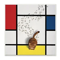 Stupell Industries Classical Mondrian Abstract Cat Painting Parody, 12" x 12"