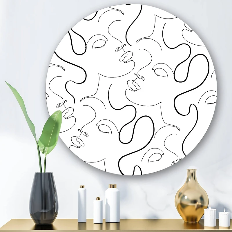 Designart - Monochrome One Line Drawing Portraits