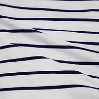 Fabric Merchants Navy & White Stripes Double Brushed 4-Way Stretch Fabric