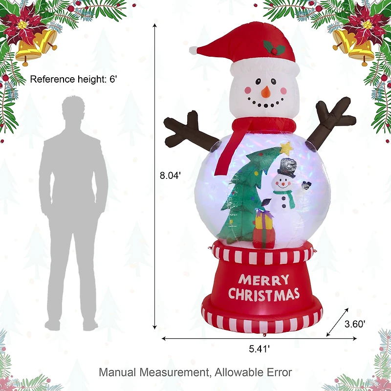 Glitzhome® 8FT Lighted Inflatable Snowman Globe Scene Decor