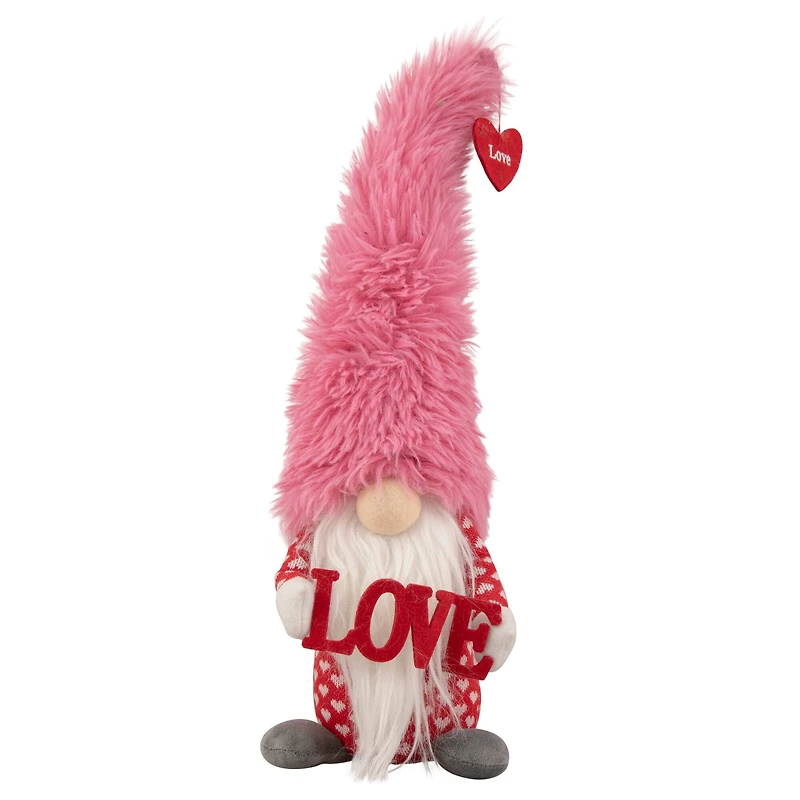 18" Fluffy Pink Faux Fur 'Love' Valentine's Day Gnome