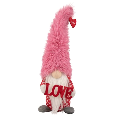 18" Fluffy Pink Faux Fur 'Love' Valentine's Day Gnome