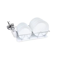 Kitchen Details White 3-Piece Chrome Dish Rack with Tray