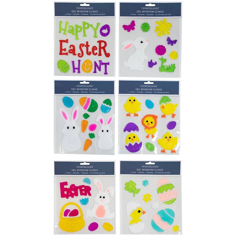 Double Sided Easter Gel Window Clings, 6ct.