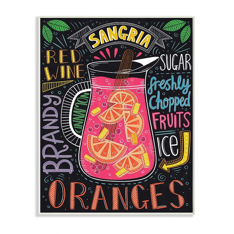 Stupell Industries Summer Sangria Pitcher Chalk Style Wall Plaque