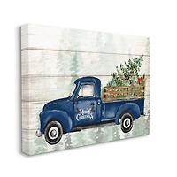 Stupell Industries Merry Christmas Blue Holiday Truck Canvas Wall Art