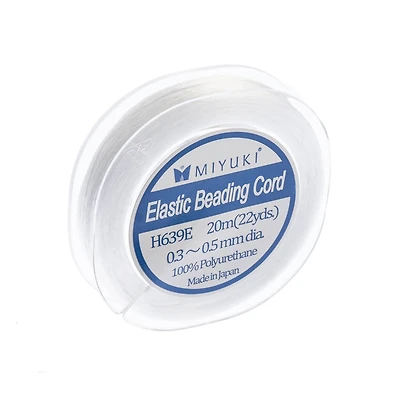 Miyuki® 0.4mm White Elastic Beading Cord, 22yd.