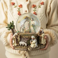 Glitzhome® Lighted Musical Snowflakes Nativity Scene Waterglobe