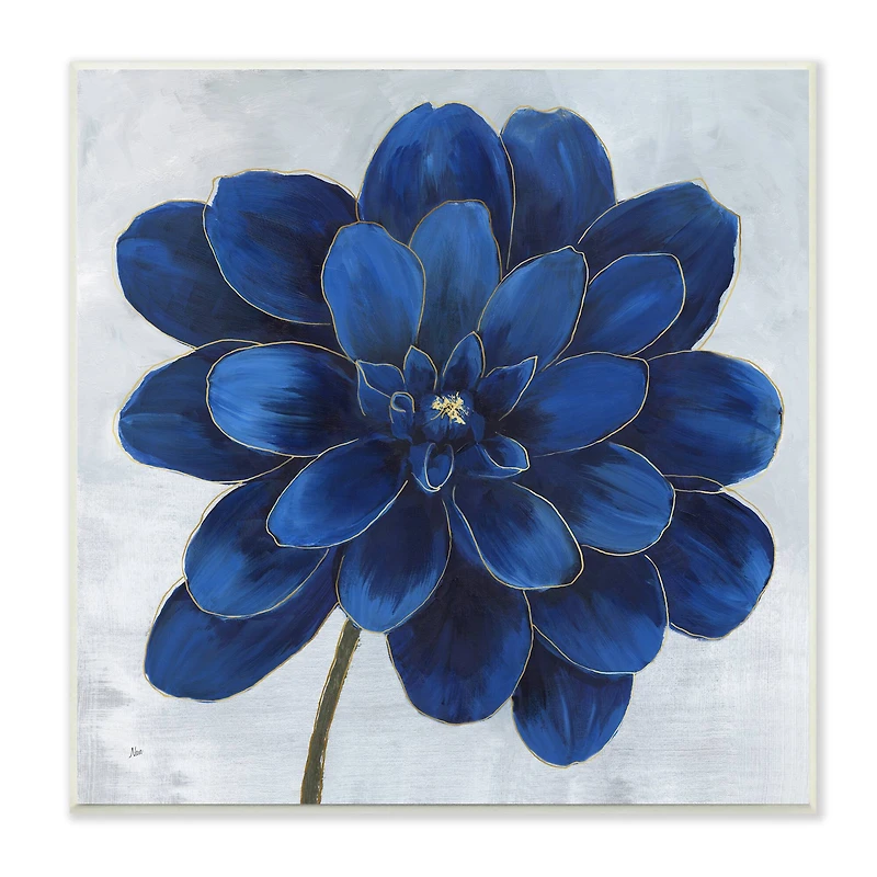 Stupell Industries Modern Deep Blue Floral Carnation Flower Petal Outline,12" x 12"