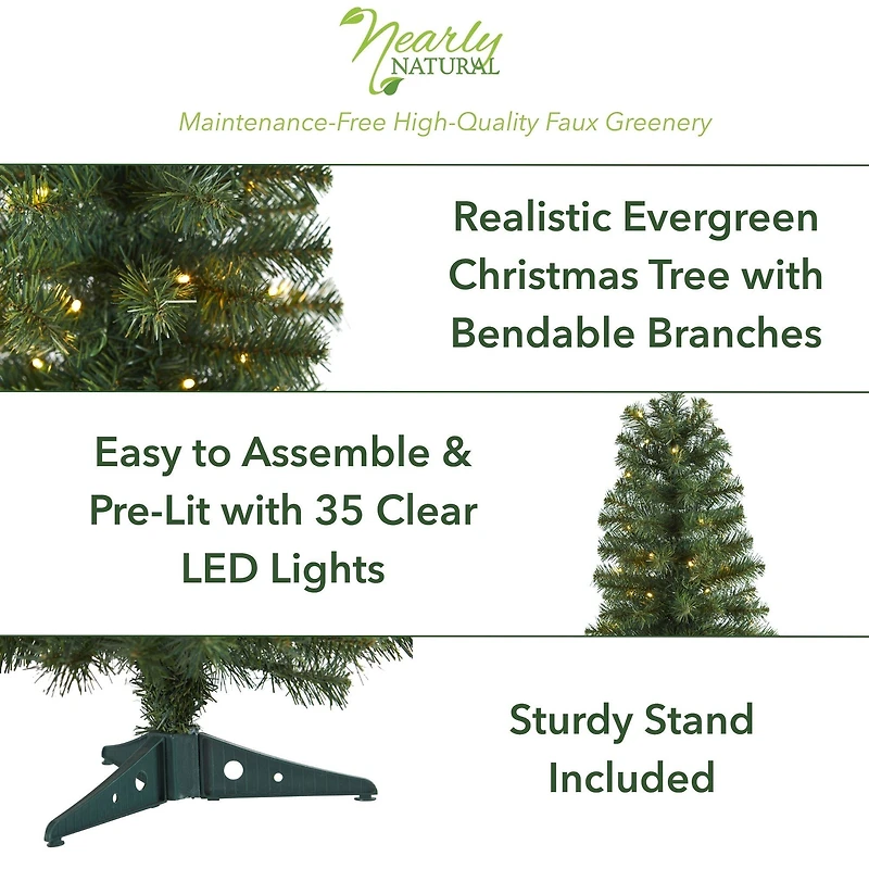 2ft. Pre-Lit Artificial Christmas Tree, Clear LED Lights