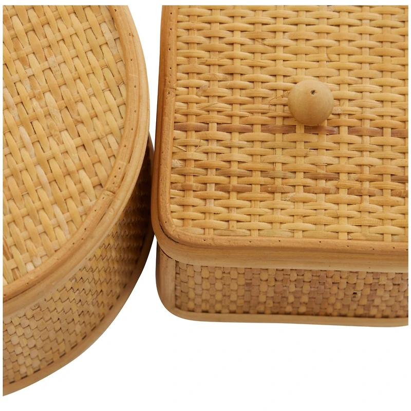 Novogratz Brown Rattan Storage Box Set