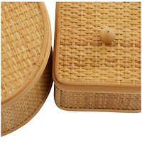 Novogratz Brown Rattan Storage Box Set
