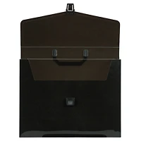 JAM Paper Black Plastic Portfolio Briefcase with Handles 12" x 9.5"