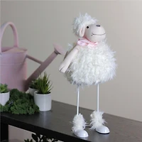 16" Shaking Faux Fur Sheep with Pink Bandanna Easter Figure