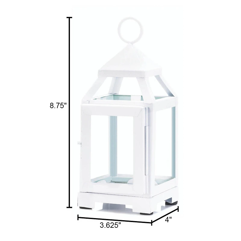 8.75" White Mini Contemporary Lantern
