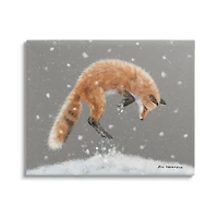 Stupell Industries Jumping Fox Winter Snowfall Canvas Wall Art