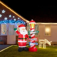 Glitzhome® 7FT Lighted Inflatable Santa with Lamp Post Sign Decor