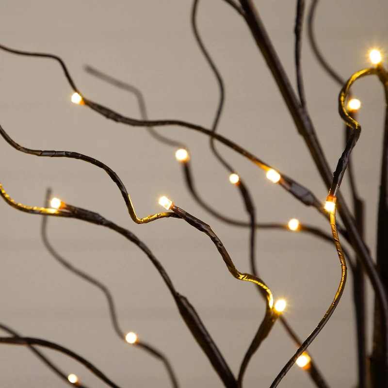 3ft. 5ft. 6ft. Artificial Brown Birch Trees with Warm White LED Lights - Set of 3