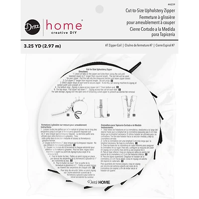 Dritz® Home 3.25yd. Black Cut-To-Size Upholstery Zipper