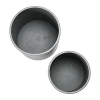 Hello Honey® Charcoal Grey & Gold Boho Embossed Metal Planters with Stands Set