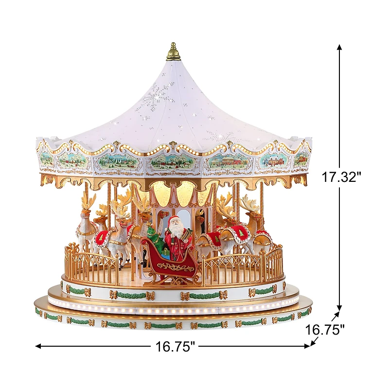 Mr. Christmas 17" White Animated Deluxe Crystal Carousel