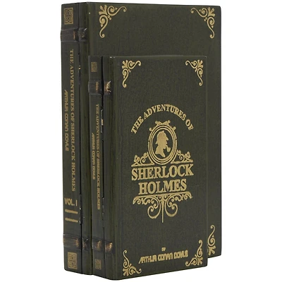 Green Wooden Sherlock Holmes Storage Faux Book Box Set