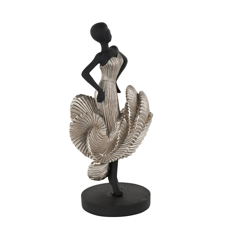 14.25" Black & Silver Dancer Decorative Sculpture