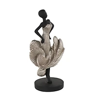 14.25" Black & Silver Dancer Decorative Sculpture