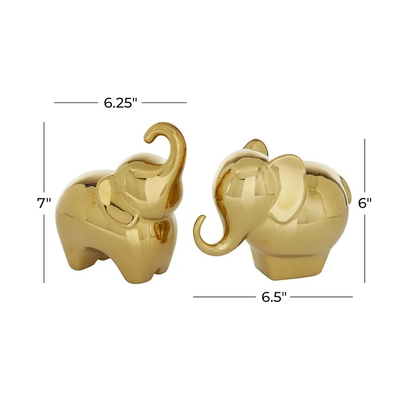The Novogratz 7" Gold Contemporary Elephant Sculpture Set