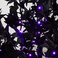 5ft. Pre-Lit Artificial Halloween Black Maple Tree with 240 Orange & Purple LED Lights