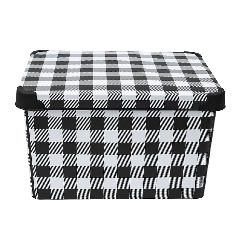 Simplify Checkered Black & White Storage Tote Bin