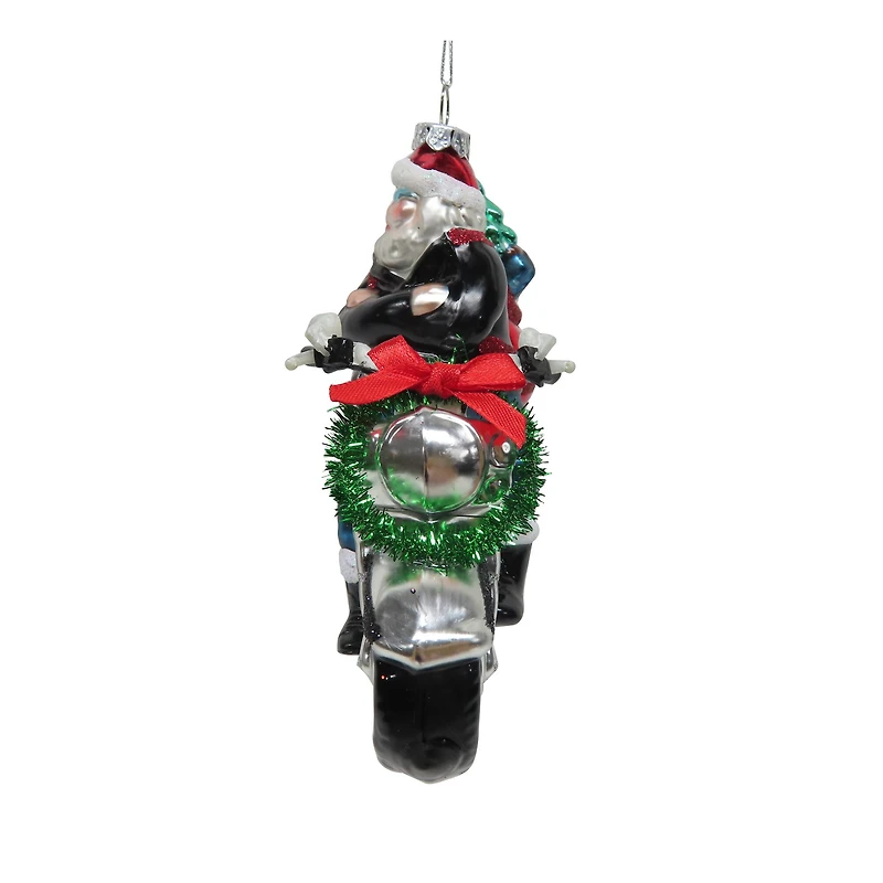 5.75" Santa on Motorcycle Glass Ornament by Ashland®
