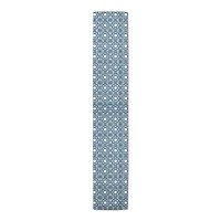 90" Blue Geo Tile Cotton Twill Runner