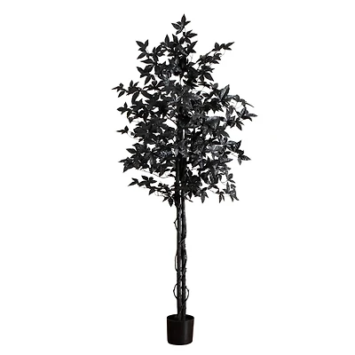 6ft. Artificial Halloween Black Maple Tree with Natural Trunk