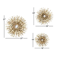 Gold Metal Starburst Modern Wall Décor Set