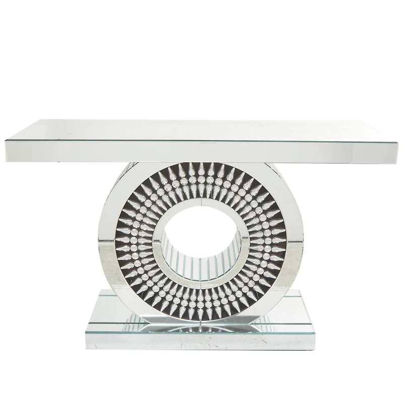 Silver Wood Mirrored Crystal Console Table 47" x 16" x 30"