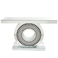 Silver Wood Mirrored Crystal Console Table 47" x 16" x 30"