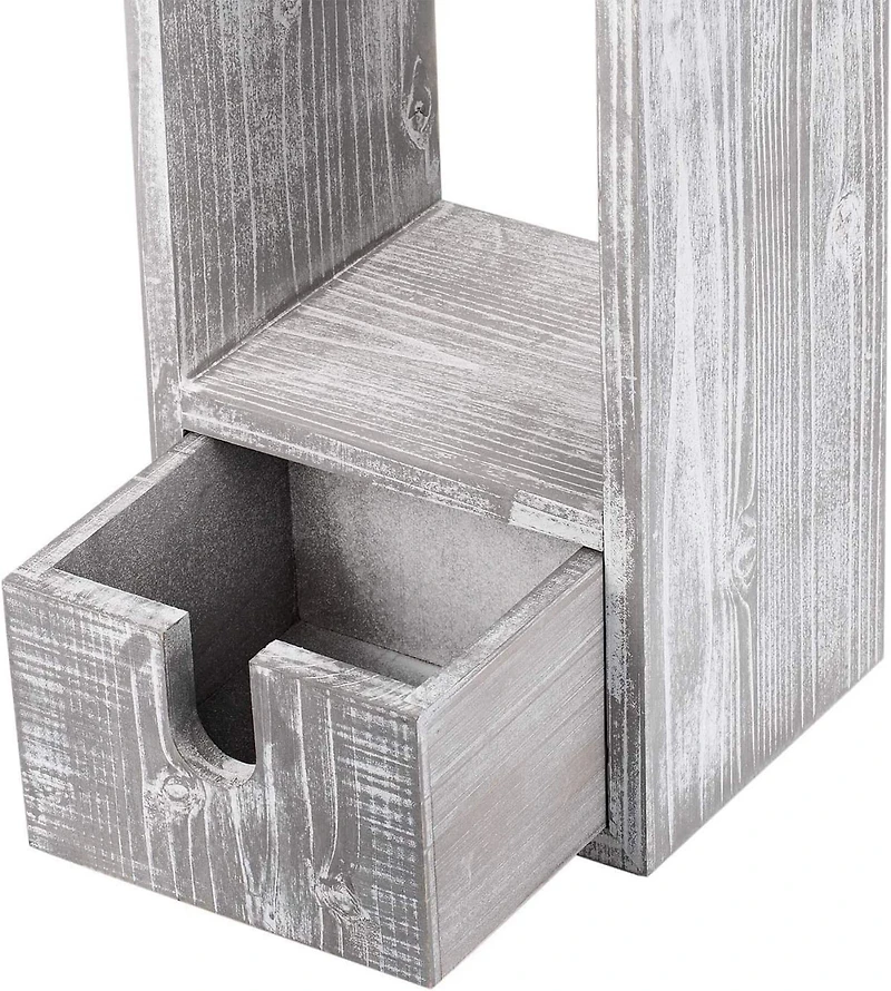 Rustic White Toilet Paper Dispenser with Storage & Drawer