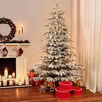 7.5ft. Pre-Lit Flocked Aspen Fir Artificial Tree, Warm White LED Lights