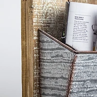 Galvanized Metal & Wood Mail & Magazine Wall Organizer