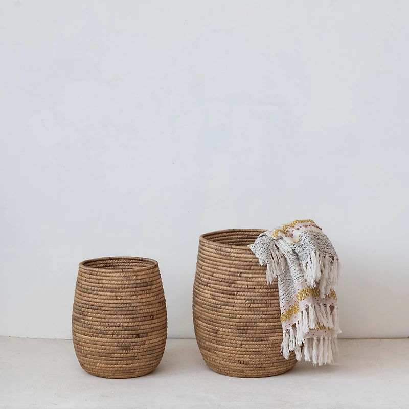 Hello Honey® Natural Handwoven Round Water Hyacinth Nesting Basket Set